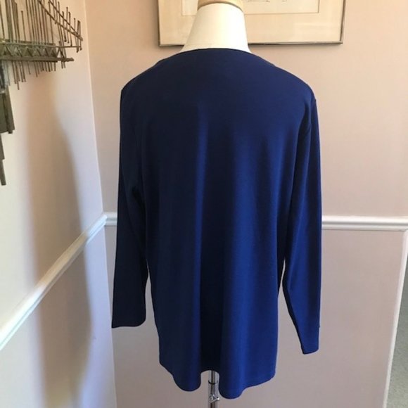 Quacker Factory Royal Blue Cardigan - Rhinestone Buttons Size Large NW0T - Picture 2 of 9